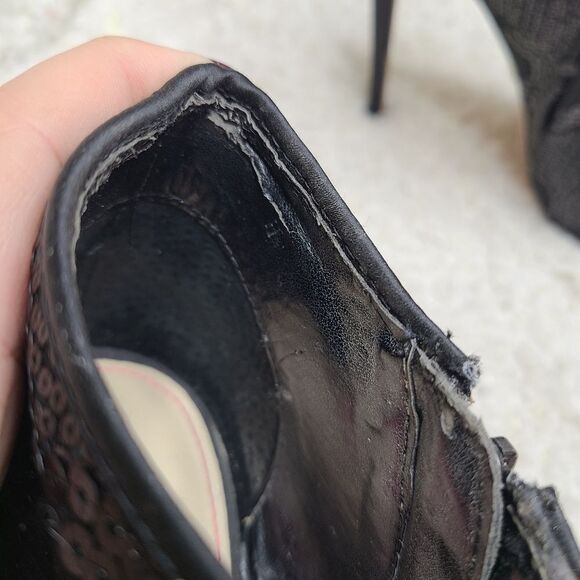 Betsey Johnson Marah Black Sequin Peep-toe Heeled Ankle Booties - Picture 9 of 10